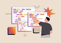 Programmer developer writes codes on special language on computer Royalty Free Stock Photo